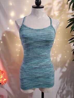 Lululemon Athletica Power Y Spacedye Shelf Bra Luon Yoga Tank Top Womens Size 4